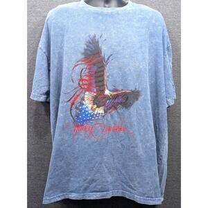 HARLEY DAVIDSON Mens T-Shirt - Blue, Eagle, Flag, Patriotic, Laramie, 2XL